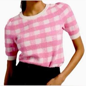 Maeve Checkered Sweater Shirt In Pink Size S